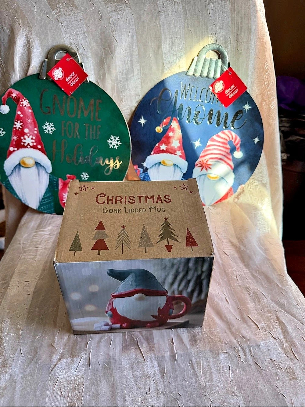 Holiday Gnome Decor Set Red & Green NWT